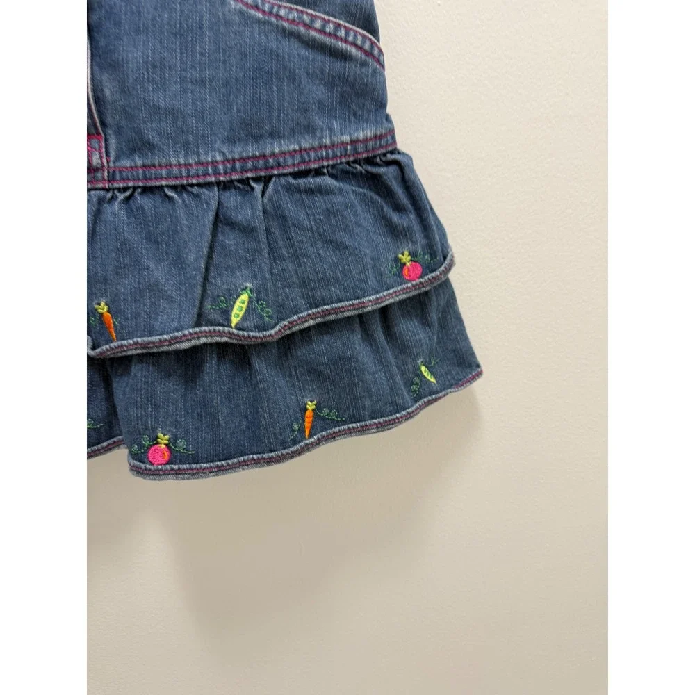 Gymboree Girls Grown with Love Denim Tiered Skirt Embroidered Vintage Size 6